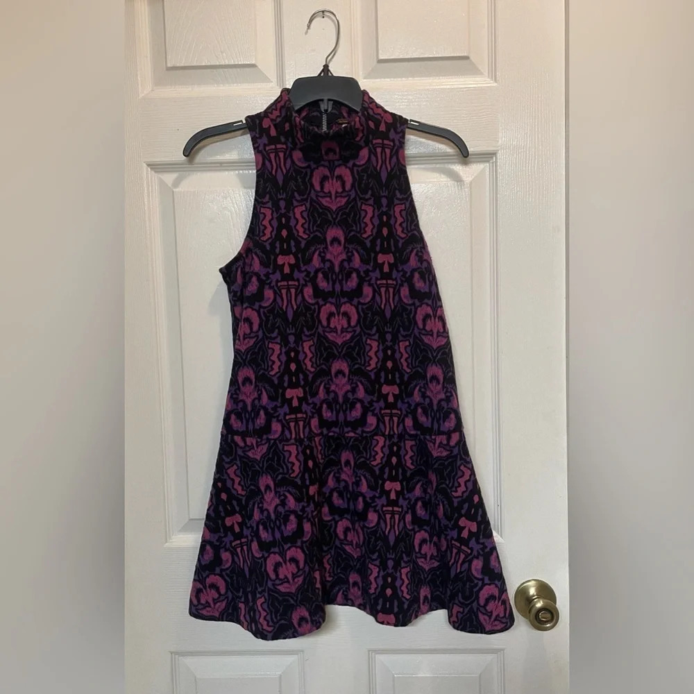 Free People Amelia Mock Neck Drop Waist Dress Sleeveless Boho Size XS
